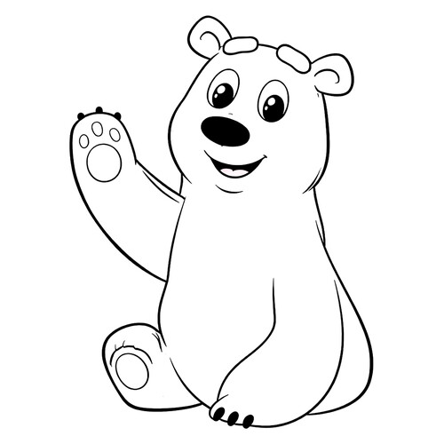 Раскраска Умка машет лапой