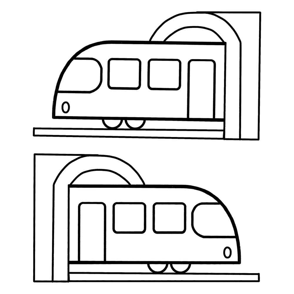 Раскраска Поезда едут через туннель распечатать или скачать