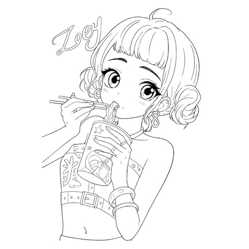 Раскраска Аниме Зои из Хантрикс