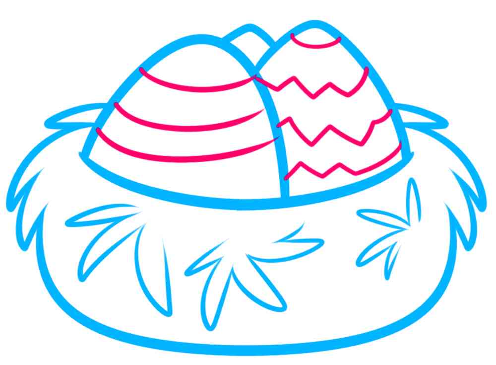 Как нарисовать гнездо с яйцами