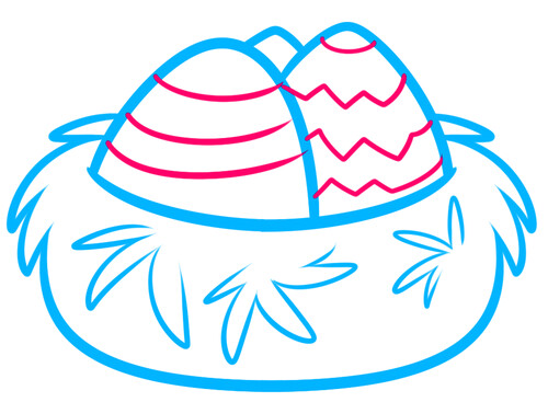 Как нарисовать гнездо с яйцами 4