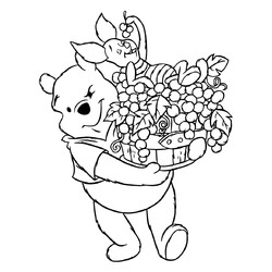 Раскраска Сбор урожая с Винни-Пухом