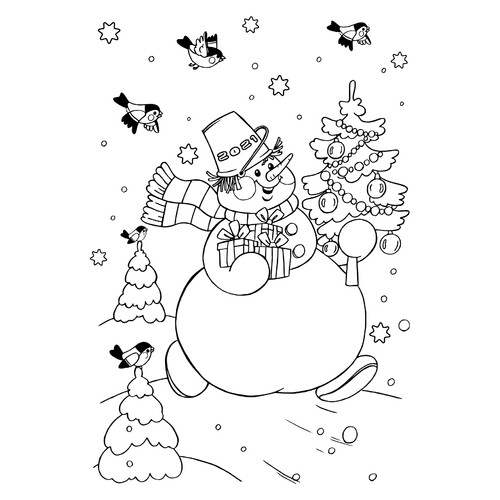 Снеговик с ёлкой на Новый год 2021