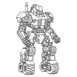 Раскраска Крутой робот на колёсах