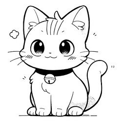Раскраска Невинный котёнок с колокольчиокм