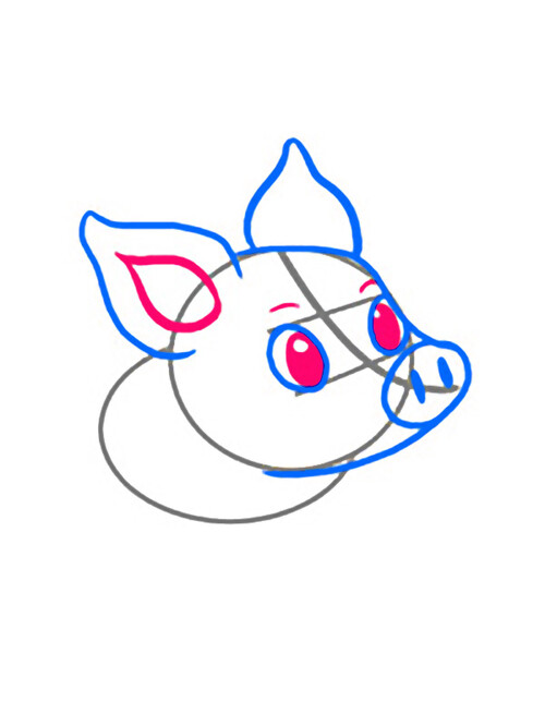 Как нарисовать свинью символ 2019 года 4