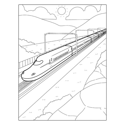 Раскраска Современный высокотехнологичный поезд