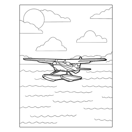 Раскраска Морской самолёт на воде