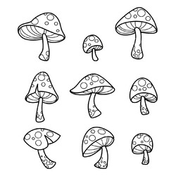 Раскраска Набор мухоморов