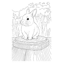 Раскраска Кролик на деревянной подставке