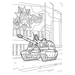 Раскраска Самоходная артиллерийская установка «Мста-С» на 9 мая