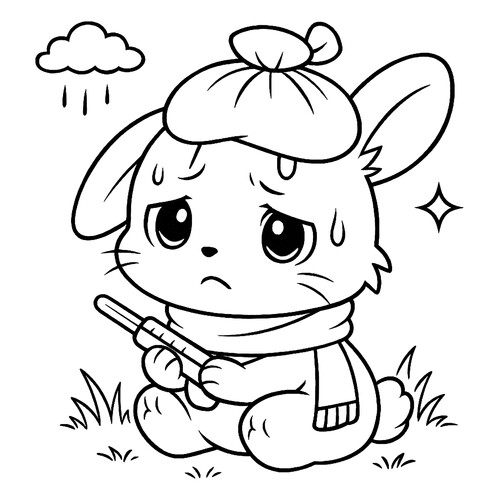 Раскраска Кролик приболел