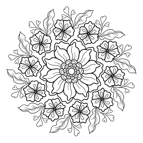 Раскраска Мандала красивый цветок амариллис