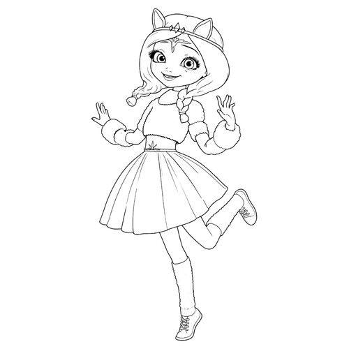 Раскраска Царевна Алёнка в костюме песца