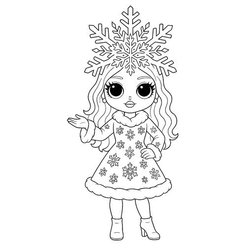 Раскраска ЛОЛ ОМГ в наряде снежинки