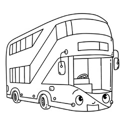 Раскраска Смешной двухэтажный автобус