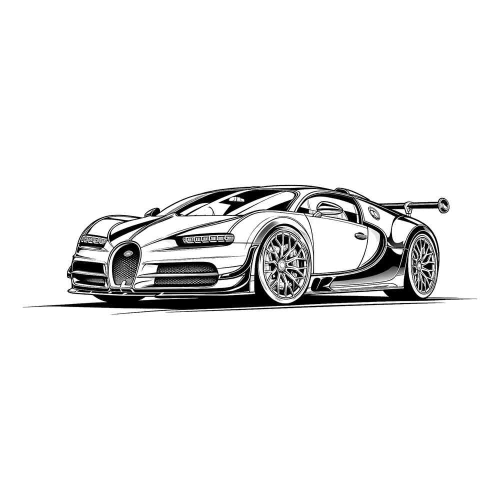 Раскраска Суперкар Бугатти Veyron | распечатать раскраски для детей