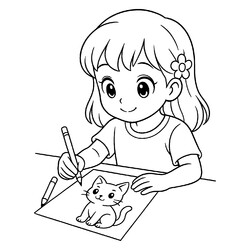 Девочка нарисовала кота
