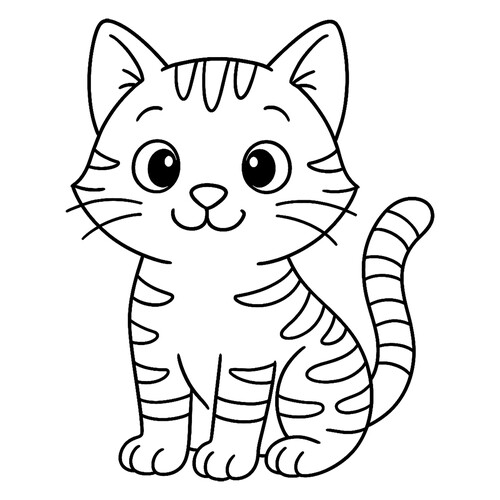 Раскраска Полосатый кот сидит