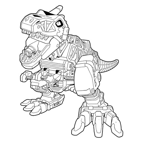 Раскраска Робот динозавр Т-Рекс
