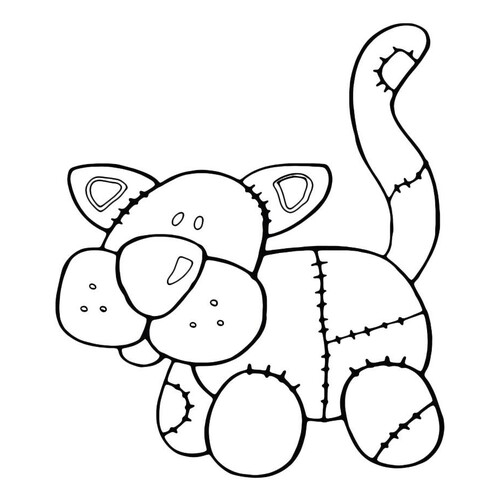 Раскраска Кот-игрушка в заплатках