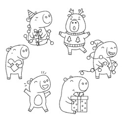 Набор капибар на Новый год