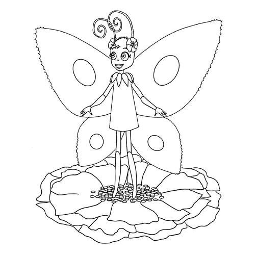 Бабочка-девочка на цветке