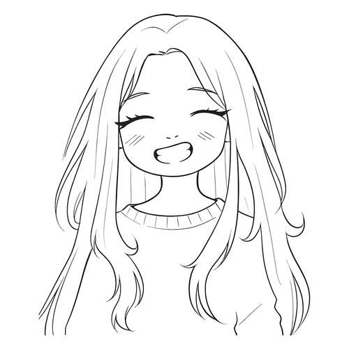 Раскраска Маленькая Руми с распущенными волосами