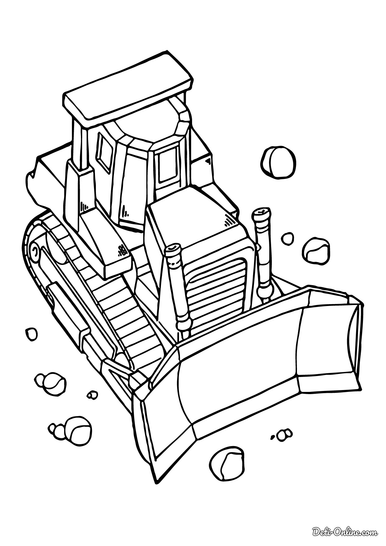 Раскраска Бульдозер вид сверху | распечатать раскраски для детей