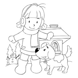 раскраска Девушка и собака, медицинские игры раскраски