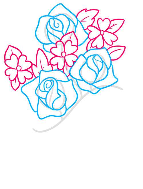 Как нарисовать букет цветов для мамы 4