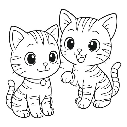 Раскраска Полосатые котята