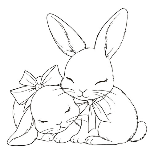 Раскраска Влюблённые кролики