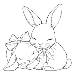 Раскраска Влюблённые кролики