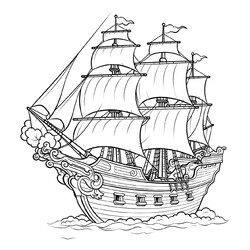 Раскраска Многопалубное судно