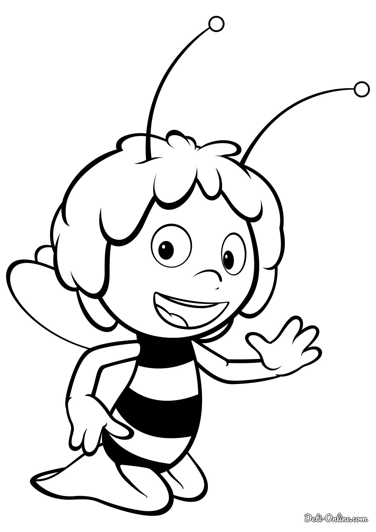 Раскраска Пчелка Майя в прыжке, скачать и распечатать раскраску раздела Пчелка Майя