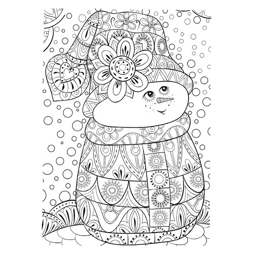 Раскраска Милый снеговик антистресс