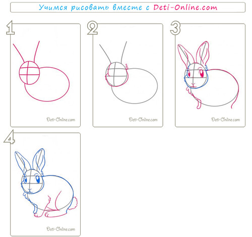 Как нарисовать зайца карандашом поэтапно