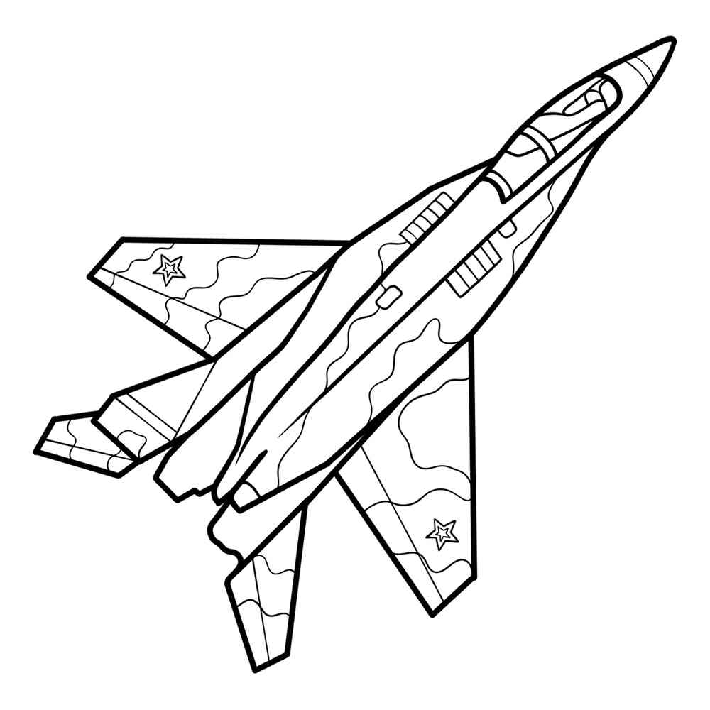Раскраска Военный самолёт МиГ-29 | распечатать раскраски для детей