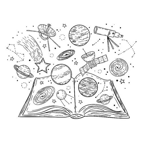 Раскраска Книга про космос