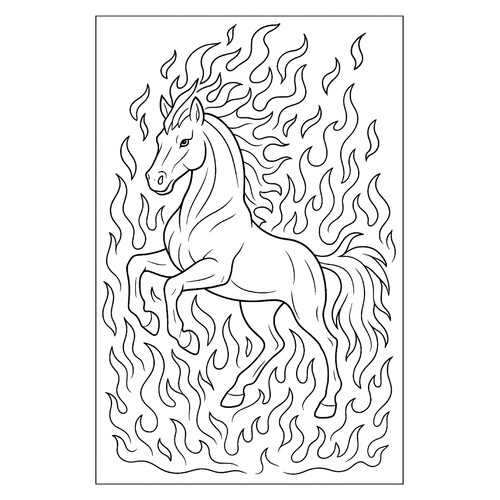Раскраска Лошадь в огне