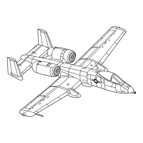 Раскраска Американский штурмовик A-10 Тандерболт II