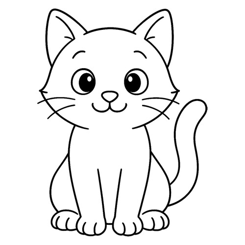 Раскраска Аккуратный кот сидит