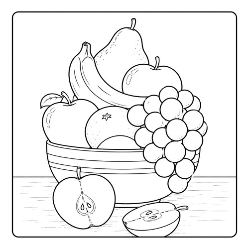 Раскраска Натюрморт Фрукты