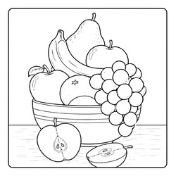 Раскраска Натюрморт Фрукты