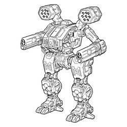 Раскраска Робот мех с пушками