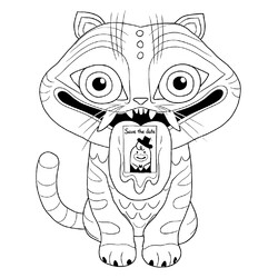 Раскраска Питомец Джину с приглашением