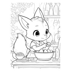 Раскраска Аниме маленький лисёнок