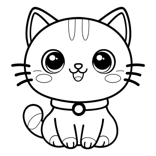 Раскраска Котёнок с ошейником