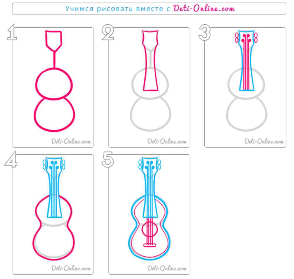 Гитара нарисовать карандашом для детей 1 класс